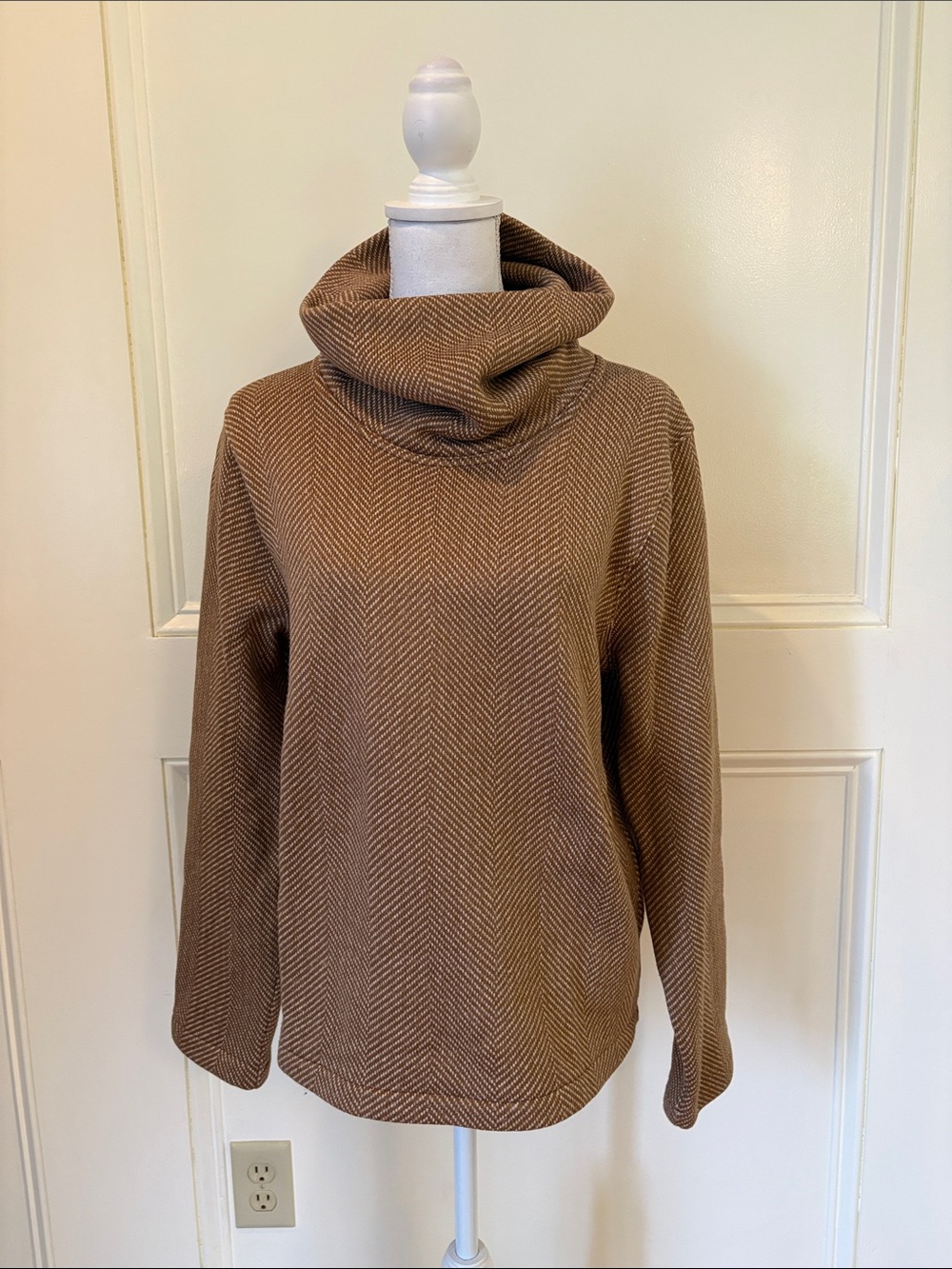 J. Crew Tan Chevron Cowlneck Sweater